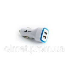 Автомобільний зарядний пристрій 2 USB (12/24V — 5 V 2,1 A) білий, форма квадрат 12 Atelie
