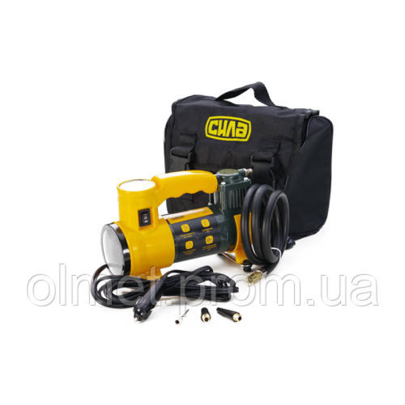 Компресор автомобільний однопоршневий (37 л/хв 7 Атм 12 А) вбудований ліхтар СІЛА