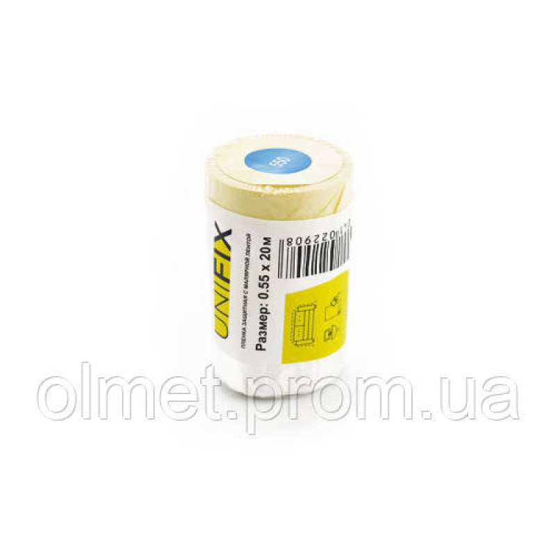 Плівка захисна з малярською стрічкою 550 мм*20 м UNIFIX Плівка захисна з малярською стрічкою 550 мм*20 м UNIFIX