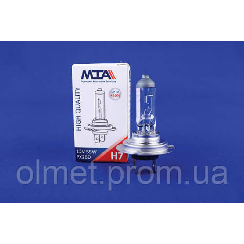 Лампа автомобільна H7 12 V 55 W PX26D (ближня/даля, протитуманна) MTA Лампа автомобільна H7 12 V 55 W PX26D (ближня/даля, протитуманна) MTA