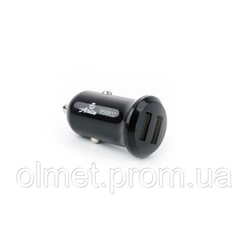 Автомобільний зарядний пристрій 2 USB (12/24V — 5 V 2,1 A) чорний КОМПАКТ 12 Atelie Автомобільний зарядний пристрій 2 USB (12/24V — 5 V 2,1 A) чорний КОМПАКТ 12 Atelie