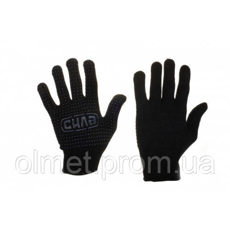 Рукавички нейлонові чорні з дрібною синьою ПВХ точкою Стандарт СИЛА Рукавички нейлонові чорні з дрібною синьою ПВХ точкою Стандарт СИЛА