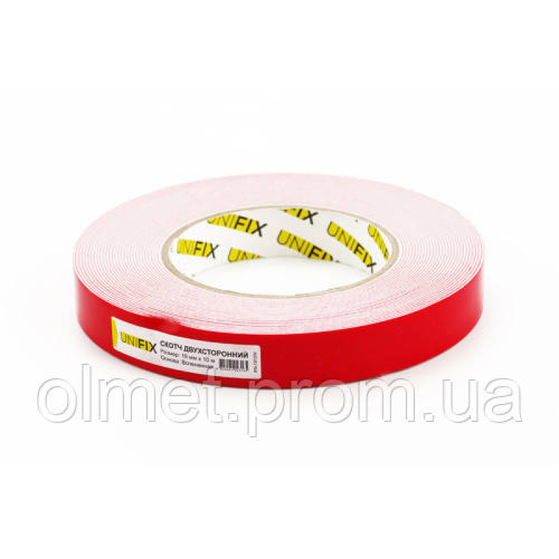 Стрічка клейка двостороння на спіненій основі 19 мм*10м біла UNIFIX Стрічка клейка двостороння на спіненій основі 19 мм*10м біла UNIFIX