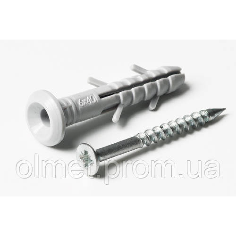 Дюбель-цвяшник швидкого монтажу 6*40 грибок (пач 100шт) поліетиленовий APRO