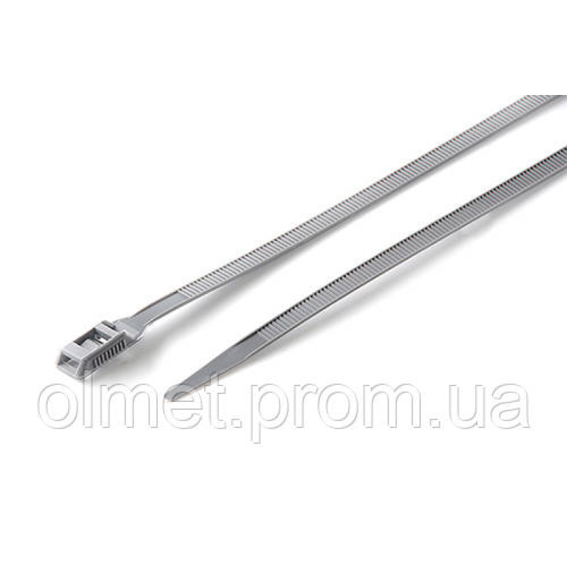 Стяжка кабельна з низьким профілем замка 8x400 сірий (100 шт.) APRO Стяжка кабельна з низьким профілем замка 8x400 сірий (100 шт.) APRO