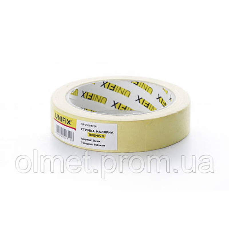 Стрічка клейка малярська MR-7520472P преміум 25 мм*40м UNIFIX Стрічка клейка малярська MR-7520472P преміум 25 мм*40м UNIFIX