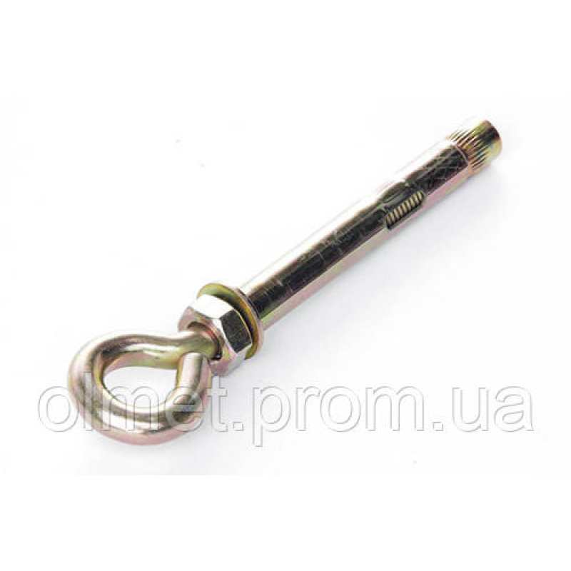 Анкер зі шкіркою і гайкою з O-гаком М10/12*100 цинк жовтий (пач 5 шт.) APRO Анкер зі шкіркою і гайкою з O-гаком М10/12*100 цинк жовтий (пач 5 шт.) APRO