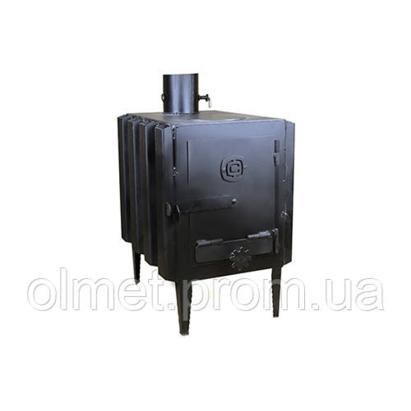 Пічка-буржуйка з радіатором і варильною поверхнею на дровах 8 кВт, 450х370х660 мм СІЛА