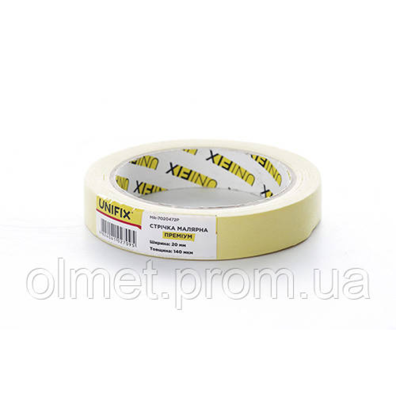 Стрічка клейка малярська MR-7020472P преміум 20 мм*40м UNIFIX