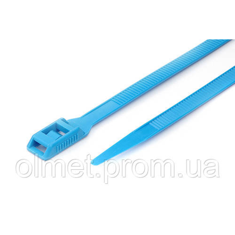 Стяжка кабельна з низьким профілем замка 8x400 блакитний (100 шт.) APRO