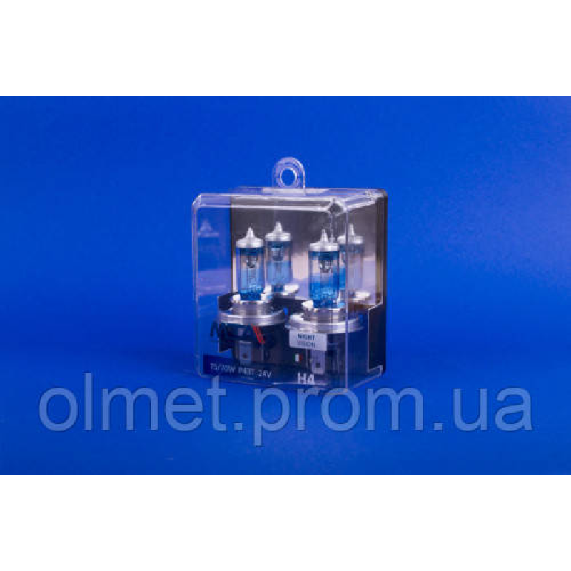 Лампа автомобільна H4 24V 60/55W P43T 1300 lm 3550К NIGHT VISION +80% (ближня/даля, протитуманна) Лампа автомобільна H4 24V 60/55W P43T 1300 lm 3550К NIGHT VISION +80% (ближня/даля, протитуманна)