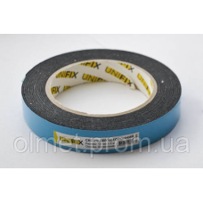 Стрічка клейка двостороння на спіненій основі 19 мм*5м чорна UNIFIX