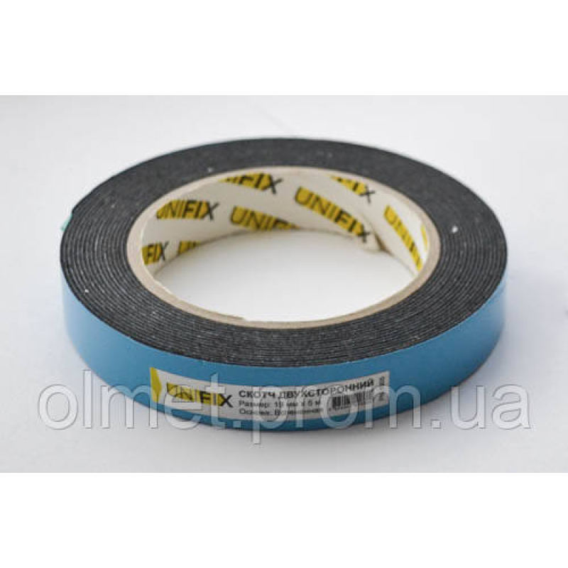 Стрічка клейка двостороння на спіненій основі 19 мм*5м чорна UNIFIX