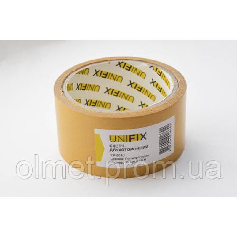 Стрічка клейка двостороння на поліпропіленовій основі 50 мм*10 м UNIFIX