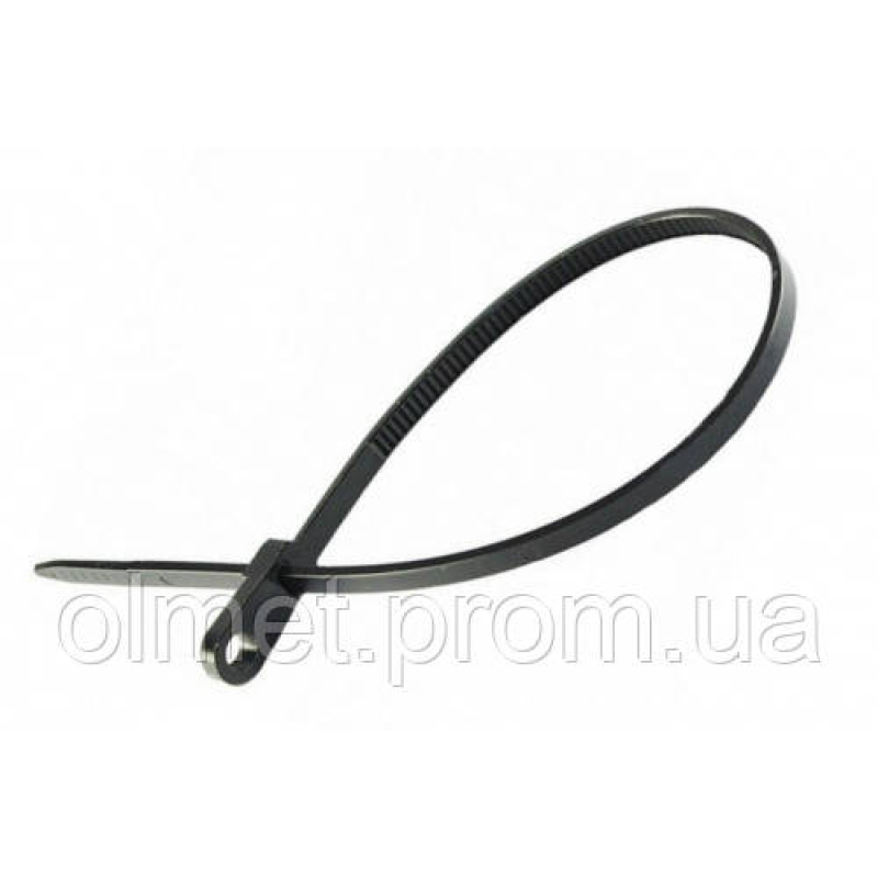 Стяжка кабельна з кріпленням 5x200 чорна (пач 100 шт.) APRO Стяжка кабельна з кріпленням 5x200 чорна (пач 100 шт.) APRO