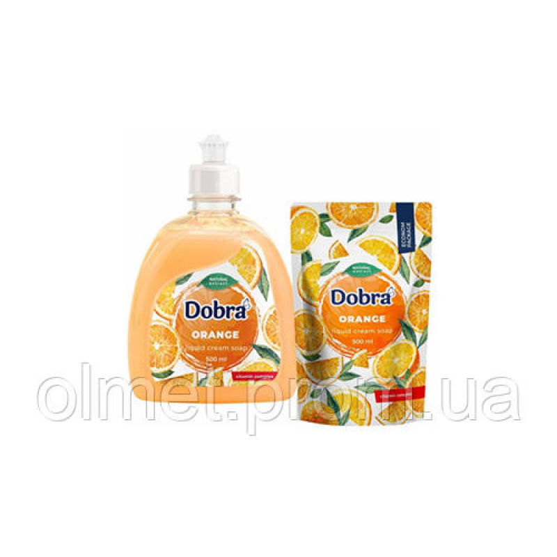 Крем-мило туалетне рідке екопак Dobra Апельсин 500 мл Крем-мило туалетне рідке екопак Dobra Апельсин 500 мл