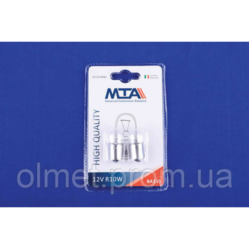 Лампа автомобільна 12V 10W Ba15s R10W (габарити, освітлення номерного знака) (2 шт.) MTA Лампа автомобільна 12V 10W Ba15s R10W (габарити, освітлення номерного знака) (2 шт.) MTA