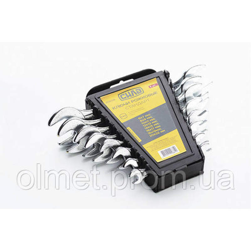 Набір ключів ріжкових Стандарт 6x7, 8x9, 10x11, 12x13, 14x15, 16x17, 18х19, 20х22мм (8 шт.) СИЛА Набір ключів ріжкових Стандарт 6x7, 8x9, 10x11, 12x13, 14x15, 16x17, 18х19, 20х22мм (8 шт.) СИЛА