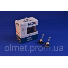 Лампа автомобільна H7 12 V 55 W PX26D NIGHT VISION + 80% (2шт) (ближня/дальня, протитуманна) MTA