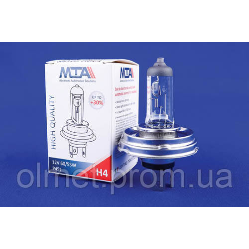 Лампа автомобільна H4 12 V 60/55W P45T (ближня/даля) MTA Лампа автомобільна H4 12 V 60/55W P45T (ближня/даля) MTA