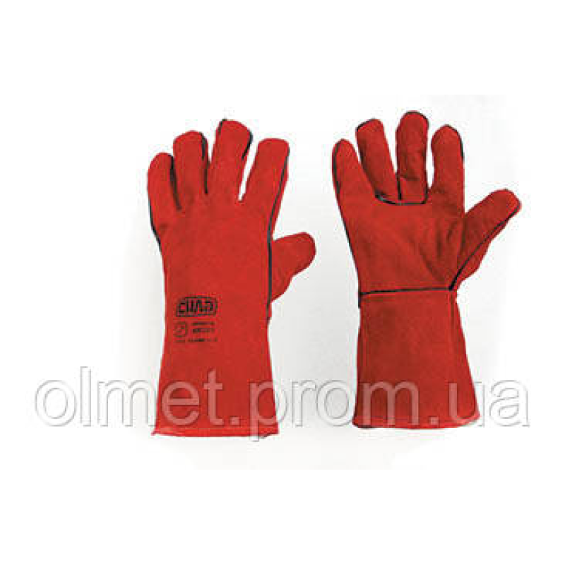 Рукавички кроги зварника р10,5 (довжина 35 см) (червоні) СИЛА