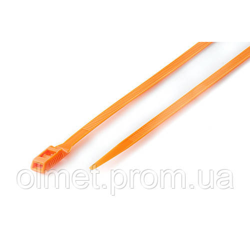 Стяжка кабельна з низьким профілем замка 8x400 оранж (100 шт.) APRO Стяжка кабельна з низьким профілем замка 8x400 оранж (100 шт.) APRO