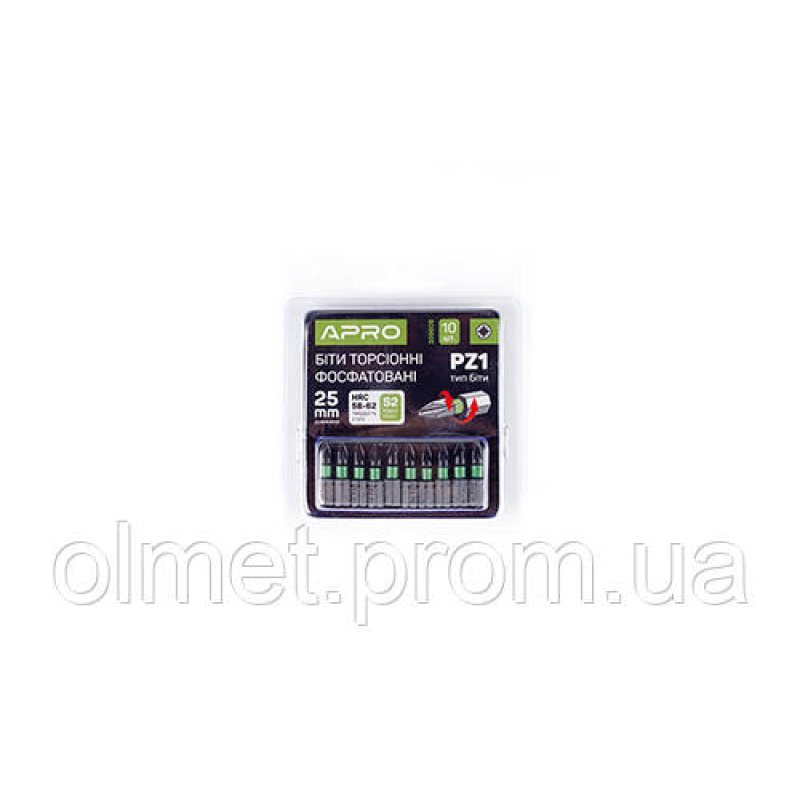 Біта ударна торсійна РZ1*25 мм, 10 шт./пач. APRO Біта ударна торсійна РZ1*25 мм, 10 шт./пач. APRO