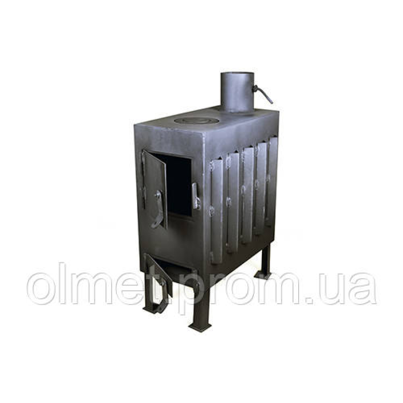 Пічка-буржуйка з радіатором і варильною поверхнею на дровах 3 кВт, 450х230х600 мм СІЛА
