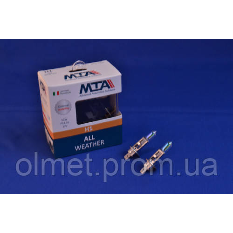 Лампа автомобільна H1 12 V 55 W P14.5S ALL WEATHER (2 шт.) (ближна/дальна, протитуманна) MTA