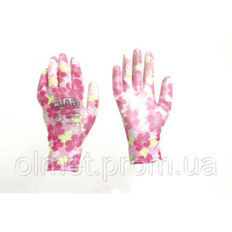 Рукавички з поліуретановим покриттям р8 (колірні садові манжети) СИЛА Рукавички з поліуретановим покриттям р8 (колірні садові манжети) СИЛА