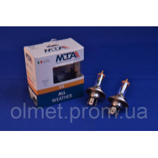 Лампа автомобільна H4 12 V 60/55W P43T ALL WEATHER (2шт) (ближня/дальня, протитуманна) MTA