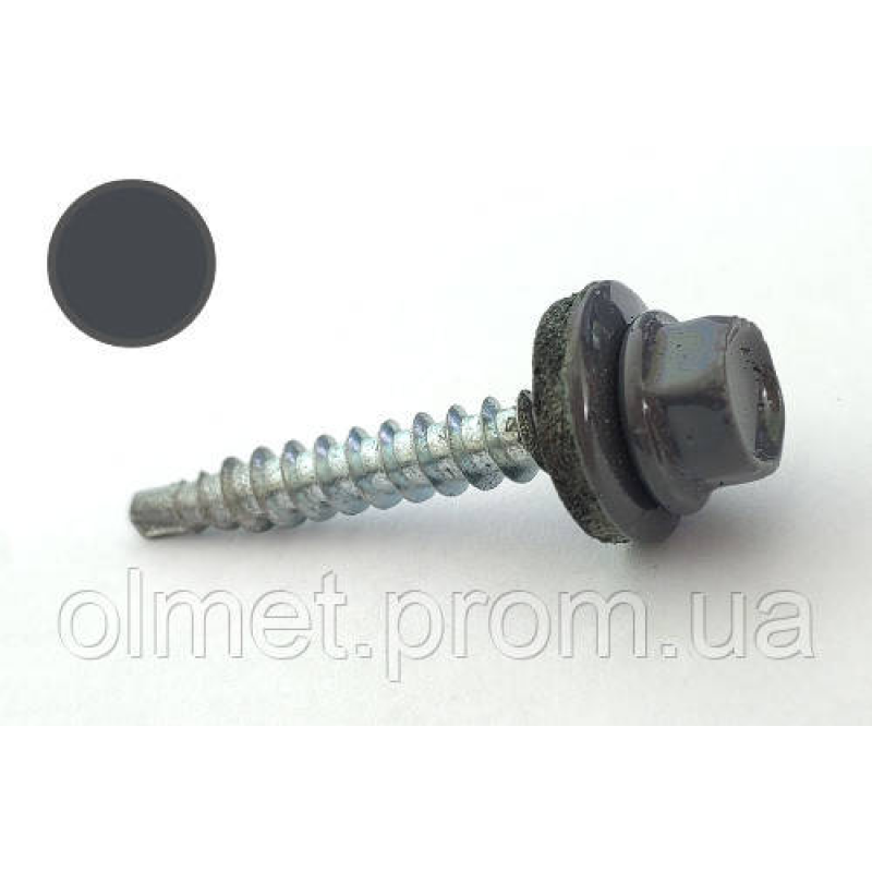 Саморіз покрівельний 4,8*35 DIN 7504K RAL 7024 для дерева (ящ. 1600 шт.) (колір — графітовий сірий) APRO Саморіз покрівельний 4,8*35 DIN 7504K RAL 7024 для дерева (ящ. 1600 шт.) (колір — графітовий сірий) APRO