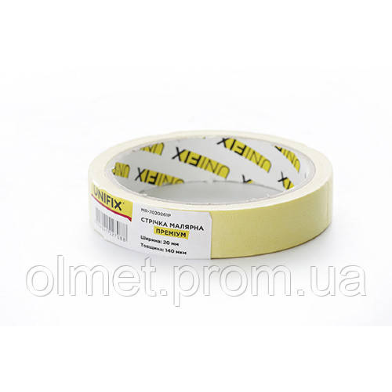 Стрічка клейка малярська MR-7020261P преміум 20 мм*20 м UNIFIX
