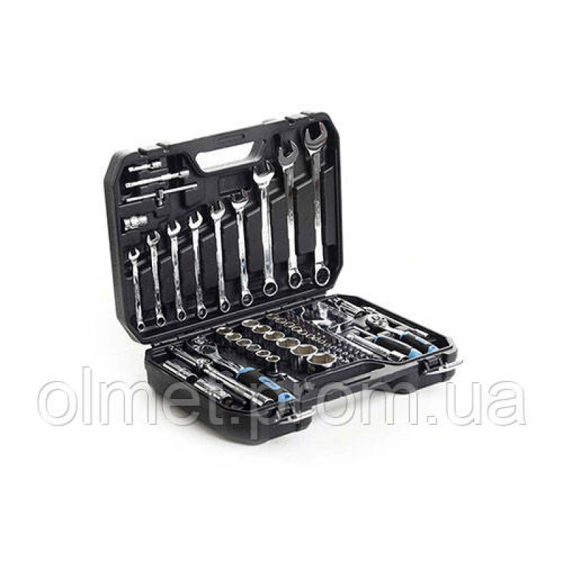 Набір насадок із гайковими ключами CrV 1⁄4, 1⁄2 (90Т) (82 шт.) APRO