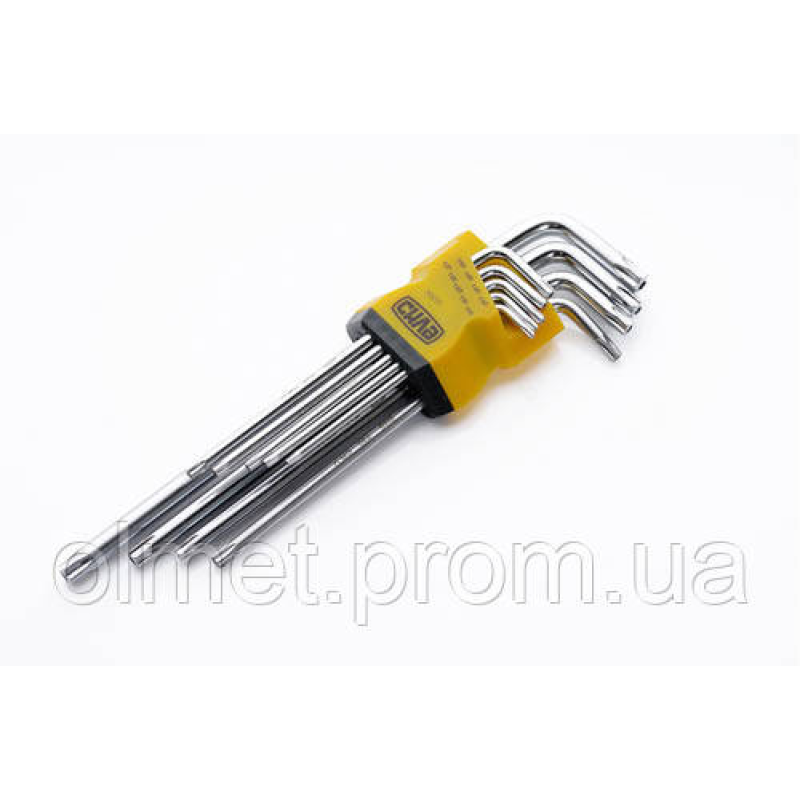 Набір торцевих ключів Torx T10, T15, T20, T25, T27, T30, T40, T45, T50 довгих CrV (9 шт.) СИЛА