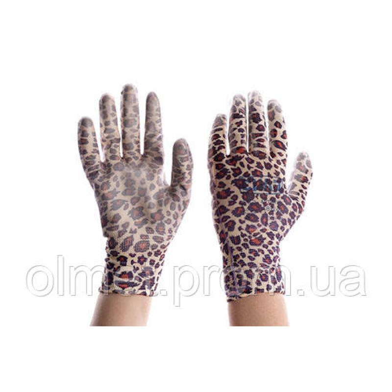 Рукавички з поліуретановим покриттям р8 (блакитні садові манжети) ЛЕОПАРД СІЛА