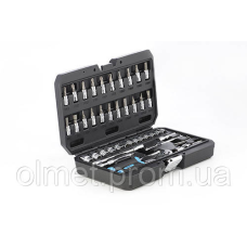 Набір насадок (інструментів) торцевих з тріскачкою CrV 1/4 (90Т) (46 шт.) APRO