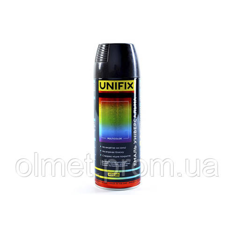 Емаль універсальна акрилова RAL9005 чорний глянець 400 мл UNIFIX Емаль універсальна акрилова RAL9005 чорний глянець 400 мл UNIFIX