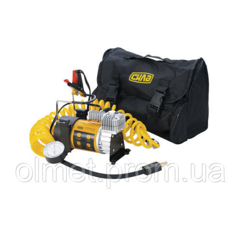 Компресор автомобільний однопоршневий (37 л/хв 10 Атм 15 А) ( кручений шланг) СІЛА