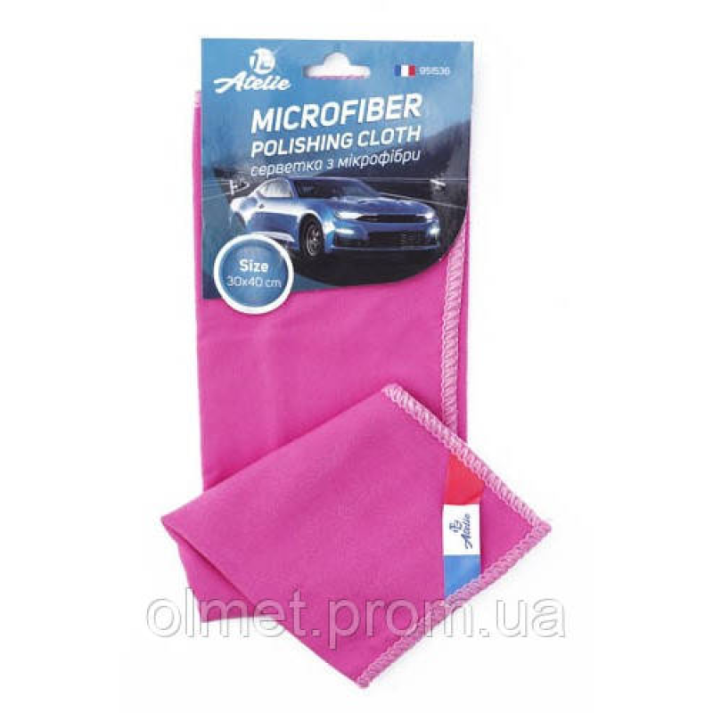 Серветка з мікрофібри для полірування 30х40 см (рожева) 12 Atelie