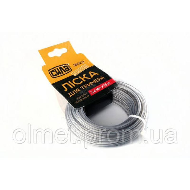 Волосінь для тримера 2,7 мм квадрат армований 15 м СИЛА Волосінь для тримера 2,7 мм квадрат армований 15 м СИЛА