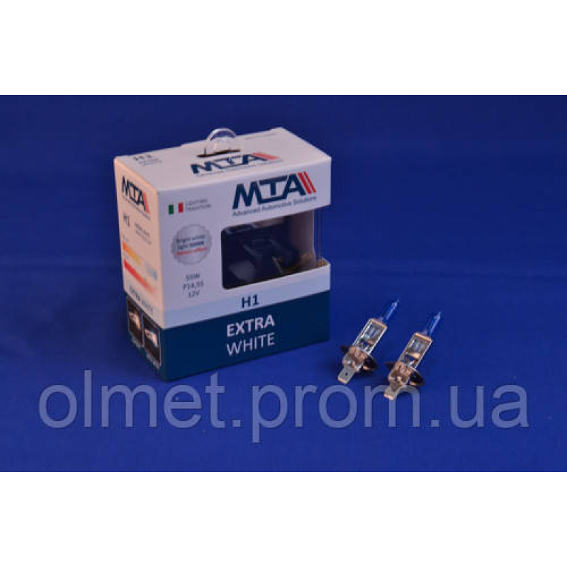 Лампа автомобільна H1 12 V 55 W P14.5S EXTRA WHITE (2шт) (ближня/дальня, протитуманна) MTA Лампа автомобільна H1 12 V 55 W P14.5S EXTRA WHITE (2шт) (ближня/дальня, протитуманна) MTA