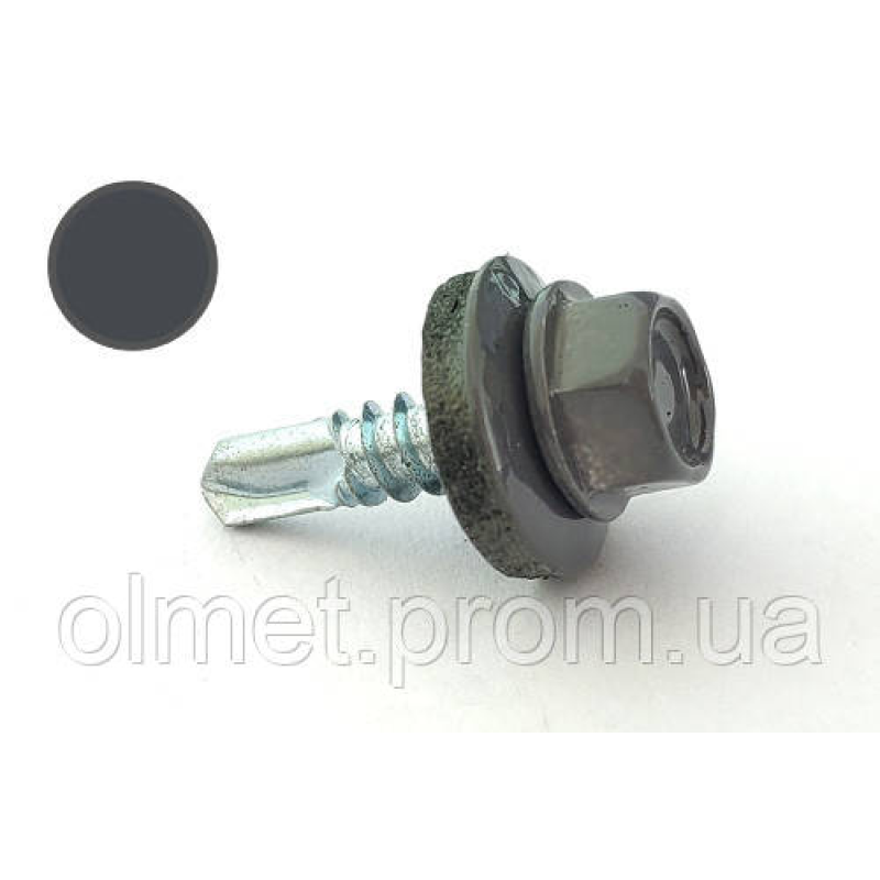 Саморіз покрівельний 4,8*19 DIN 7504K RAL 7024 для металу (пач 50 шт.) (колір — графітовий сірий) PRO Саморіз покрівельний 4,8*19 DIN 7504K RAL 7024 для металу (пач 50 шт.) (колір — графітовий сірий) PRO