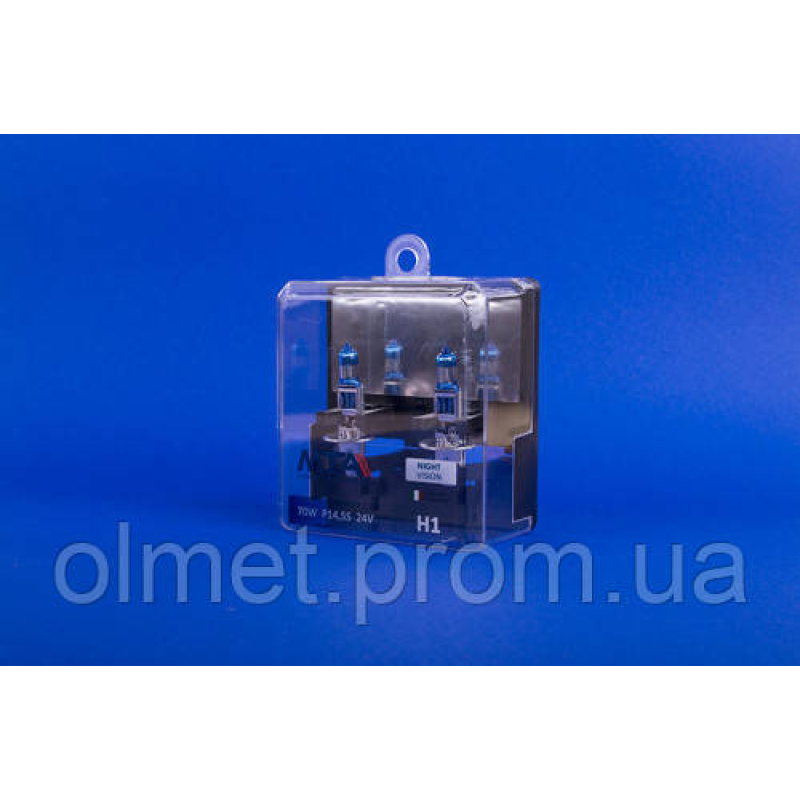 Лампа автомобільна H1 24 V 70 W P14.5S 1400 lm 4000К NIGHT VISION + 80% (ближня/даля, протитуманна) Лампа автомобільна H1 24 V 70 W P14.5S 1400 lm 4000К NIGHT VISION + 80% (ближня/даля, протитуманна)