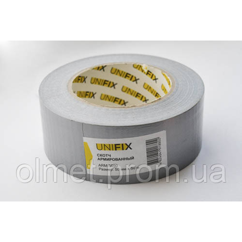 Стрічка клейка армована сіра 50 мм*50 м UNIFIX Стрічка клейка армована сіра 50 мм*50 м UNIFIX