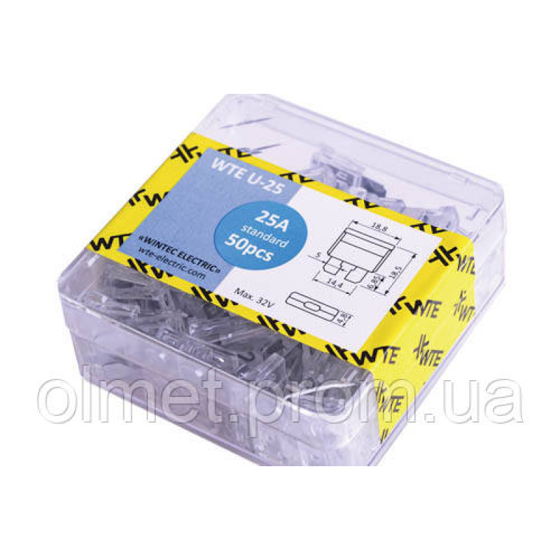Запобіжники (плоскі євро 25 А) (50 шт.) WTE Запобіжники (плоскі євро 25 А) (50 шт.) WTE