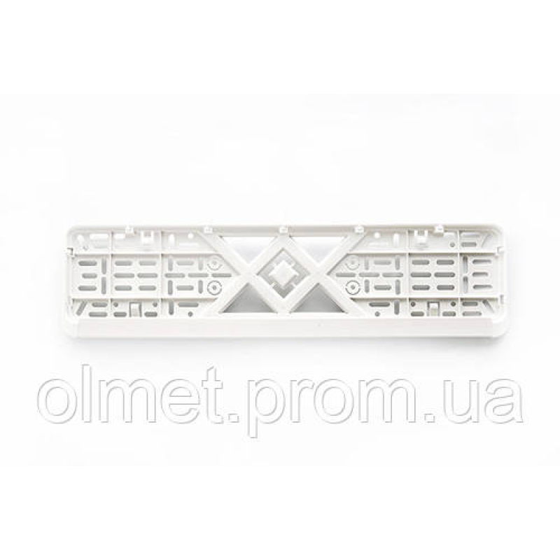 Рамка номерного знака пластикова біла (без написів, засувка знизу) 12 Atelie Рамка номерного знака пластикова біла (без написів, засувка знизу) 12 Atelie
