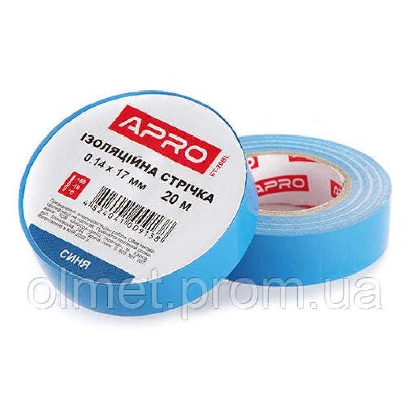 Ізоляційна стрічка синя 0.14х17мм 25 м (пачка, красно 10 шт.) APRO