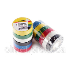 Набір ізолент 0,17 мм*18 мм*25 м чорна, синя, червона, жовта, зелена, біла UNIFIX