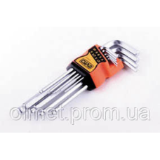 Набір шестигранників 1,5, 2, 2,5, 3, 4, 5, 6, 8, 10 кулястих CrV (9 шт.) СИЛА